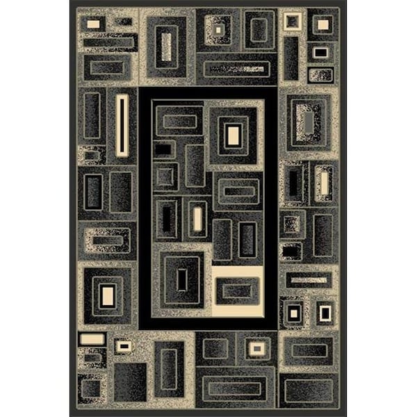 A Cd 6 x 9 Gallery Machine Carved Area Rug - Grey Black & Chocolate g-202 - main